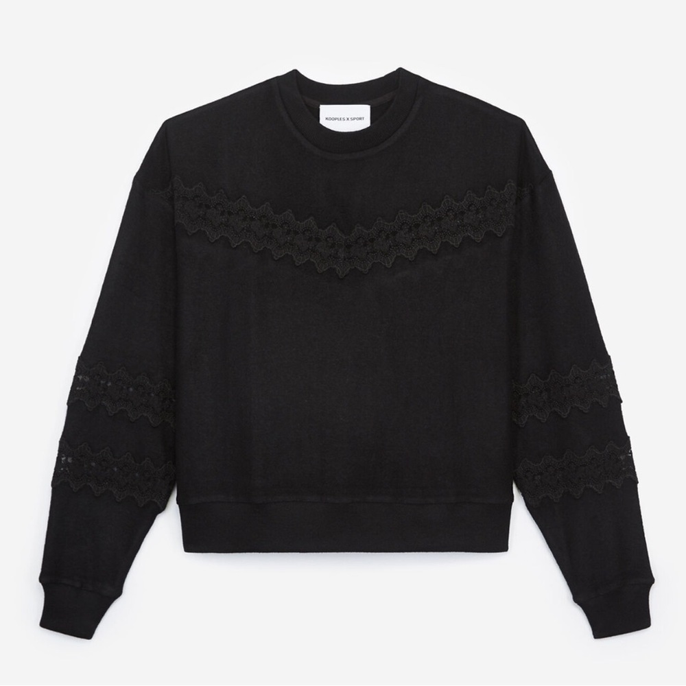 The Kooples x Sport | Sweet Fleece & Lace Pullover Cozy Feminine Grunge Goth